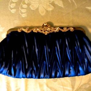 NWOT  Blue  Silk Evening  Glam Bag